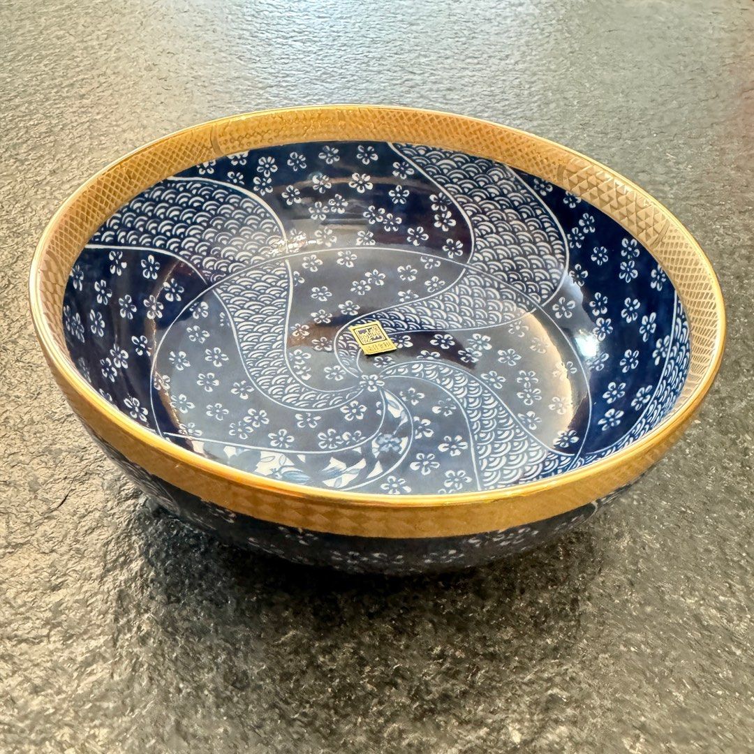 庫山窯 前畑陶器 染付金彩 金祥瑞 5客 深鉢 庫山窯 前畑陶器 染付金彩