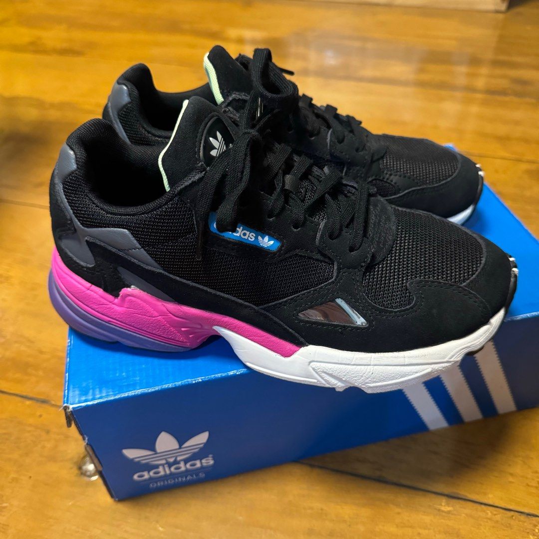 ADIDAS SNEAKERS FALCON WOMEN S CORE BLACK SHOCK PINK SIZE US 6.5 Women s Fashion Footwear Sneakers on Carousell