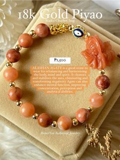 Alashan Agate Lucky Goldfish + Aventurine Stones + 18k Gold Piyao