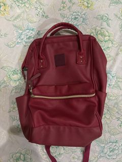 Anello red leather backpack