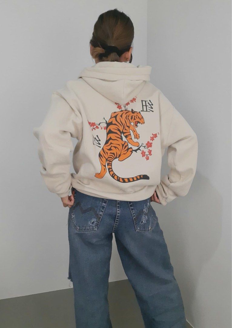 Artist Union Khaki Tiger Hoodie Women s Fashion Coats Jackets and Outerwear on Carousell