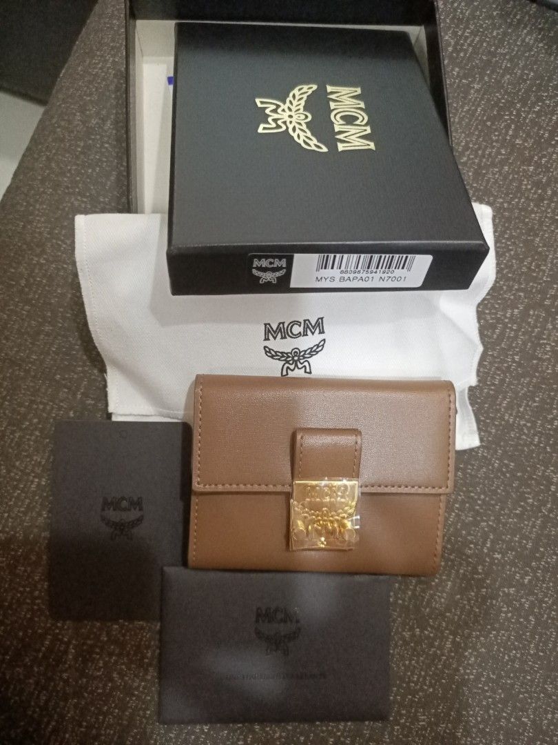 SALES Authentic MCM Women Tracy Trifold Wallet In Spanish Leather Toffee