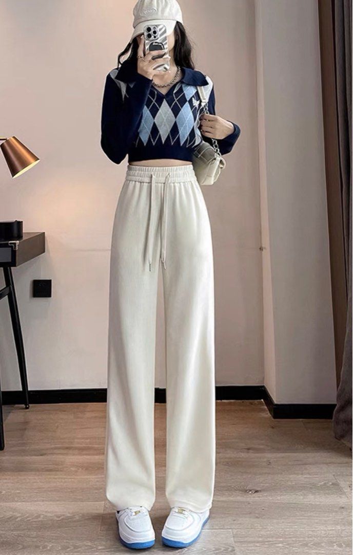 Autumn Winter Petite Wide Leg Pants Suitable for 160cm girlie or below