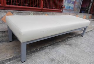 Bench Leather Sofa with Metal Frame
