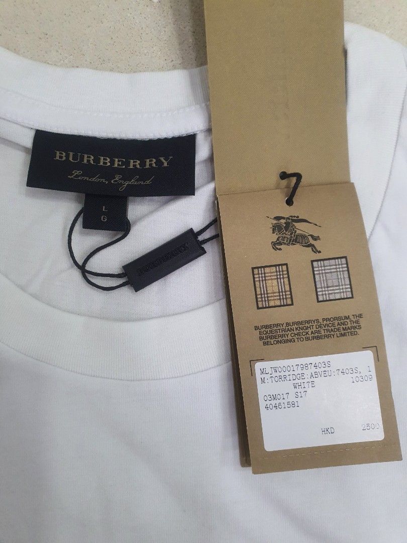 Authentic Burberry T shirt with price tag from Hong Kong retail shop