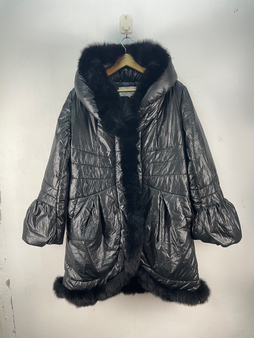 Burberry Fur Cardigan Coat Winter Jacket Autumn size L XL