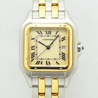 Cartier Watch Men's Cartier Panthere LM 2 Row Quartz SS Stainless Steel YG Yellow Gold Ivory Light Finish Used