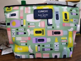 Clinique x KS green printed cosmetic pouch
