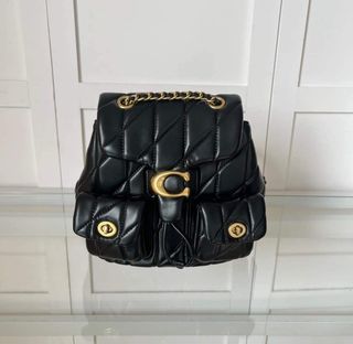 Coach Tabby Backpack with Quilting in Black/Gold