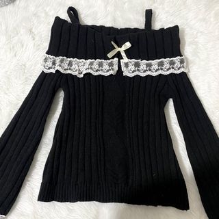 Contrast Lace Bow Shoulder Sweater