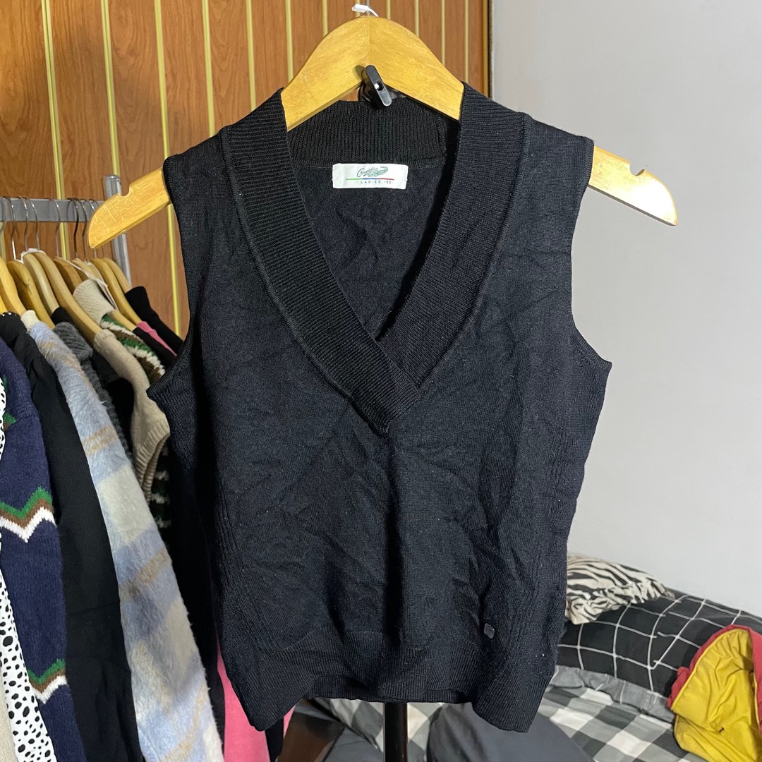 crocodile vest cardigan knit rajut oversize crop sailor tweed bkk