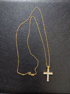 Cross moissanite necklace Real Gold 18k