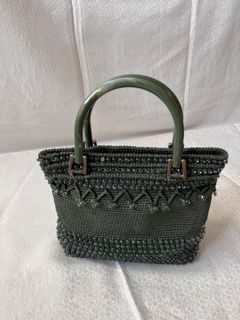 Emerald Green Heavy Duty Woven Crochet Acrylic Handle Hand bag