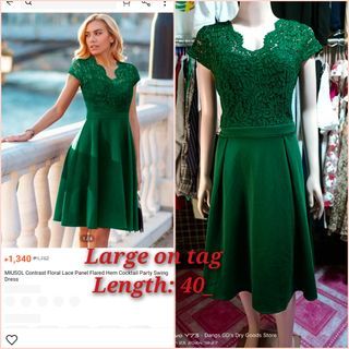 Emerald green lace top dress