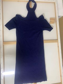Fitted mini dress navy blue with choker