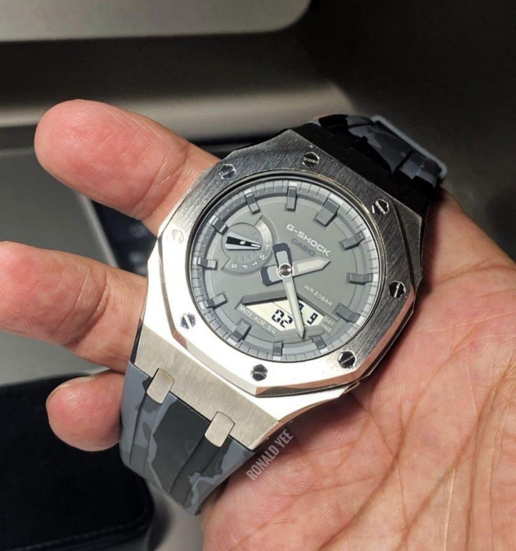 G Shock Casioak grey with mod kit