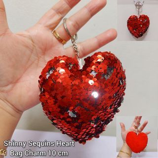 Heart Shinny Sequins Bag Charm 10 cm Key Chain