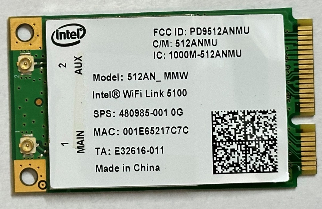 Intel Wifi Link 5100 WIFI 512AN_MMW Laptop Wireless Card, 電腦＆科技, 電腦周邊及 ...