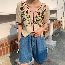 Japan Embroidery Knit Top