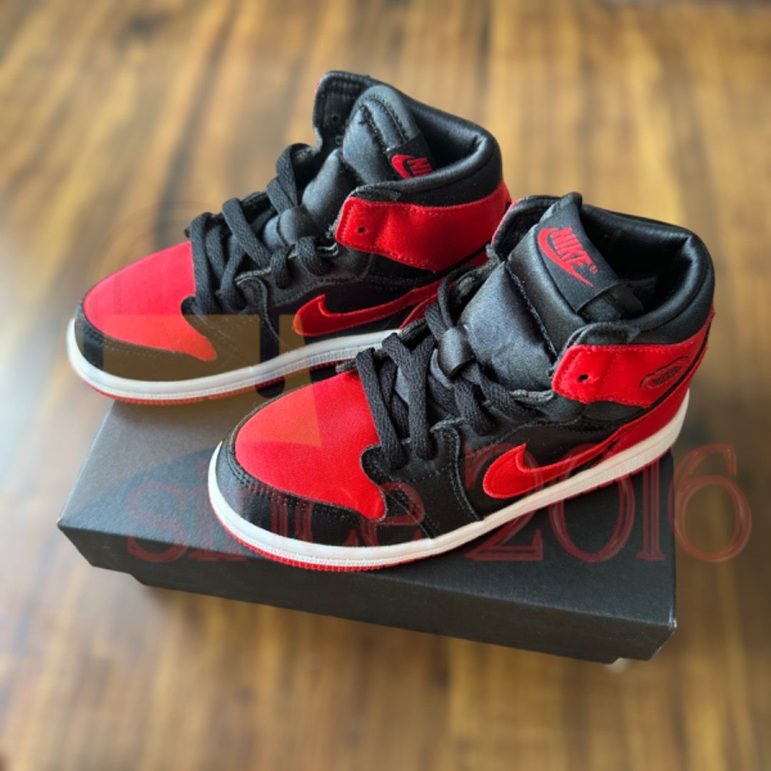 Jordan 1 High Satin Bred KIDS Shoes. 10c 16cm Babies Kids Babies Kids Fashion on Carousell