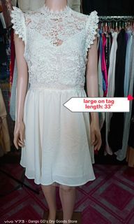 Lace top white midi dress