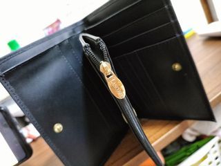 LANCOME black unisex bifold wallet