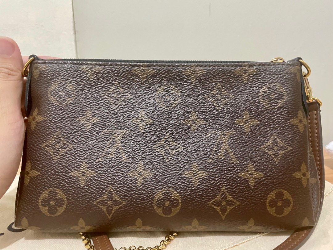 Louis Vuitton Pallas Clutch (Category: Luxury Bags & Wallets) located in Makati City. Submitted by wanderfullshop (Listing ID 1310283037, Image 3). Description: Authentic with date code (check photos) Made in Spain Two-way (with detachable long strap) Comes with dust bag Minor defects (check photos).