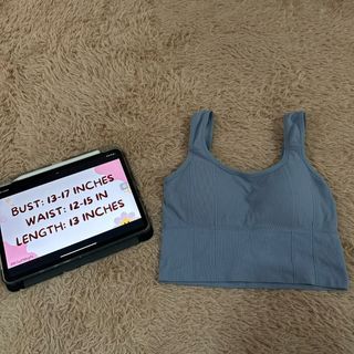 (M) Running top training top padded crop top for jogging yoga