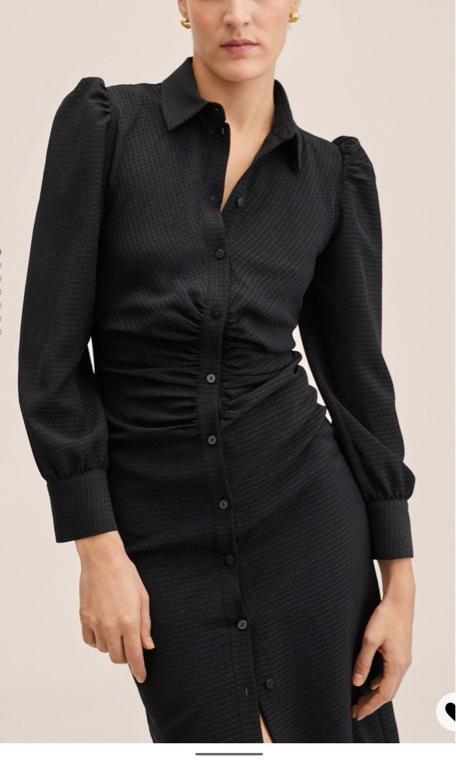 MANGO RUFFLE SHIRT DRESS BLACK Women s Fashion Dresses Sets Dresses on Carousell