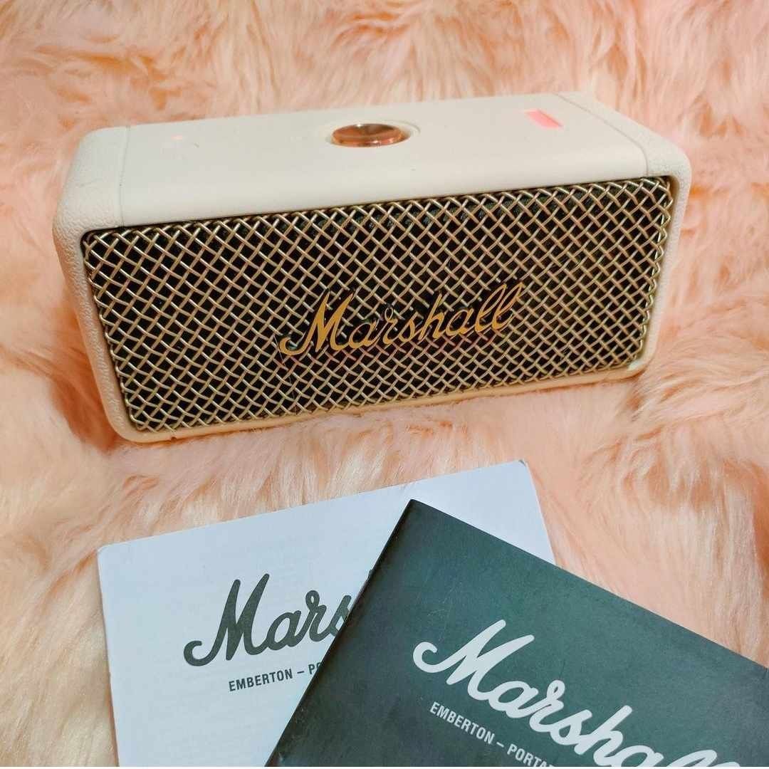 Marshall Emberton II Bluetooth Speaker Cream complete with box (Category: Soundbars, Speakers & Amplifiers) located in Lucena. Submitted by faithjoisy (Listing ID 1310340220, Image 2). Description: bought last year like new complete with box and manual.