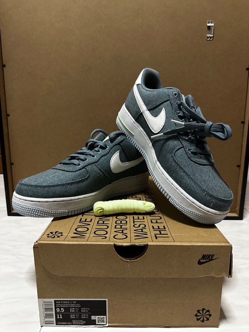 Nike Air Force 1 07 Ozone Blue White Barely Volt Men s Fashion Footwear Sneakers on Carousell