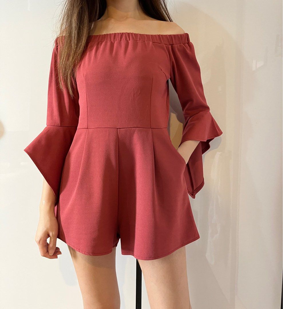 Offshoulder Romper (Category: Rompers) located in Subang Jaya. Submitted by stir18 (Listing ID 1310306396, Image 3). Description: Very lightly used, still in good condition Both sides come with pocket & a back zip.