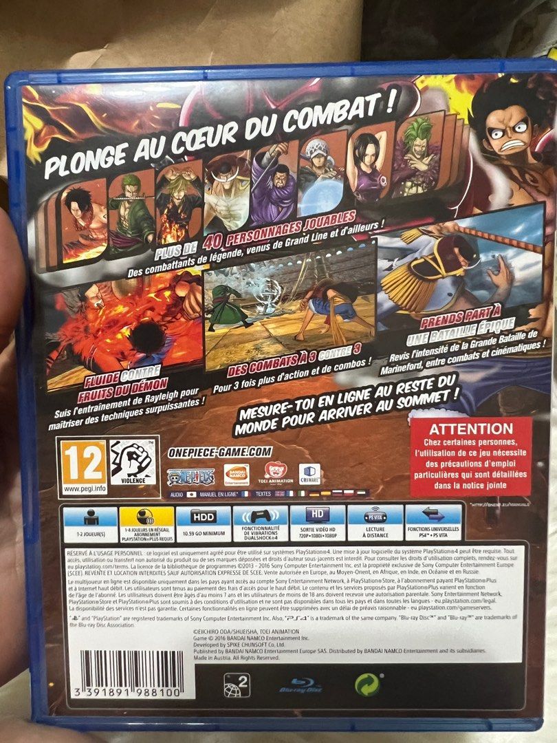 One piece burning blood (Category: PlayStation) located in Manila. Submitted by bls_online_shop (Listing ID 1310411752, Image 2). Description: Complete comes with the small poster One piece burning blood #playstation #ps4 #onepiece.