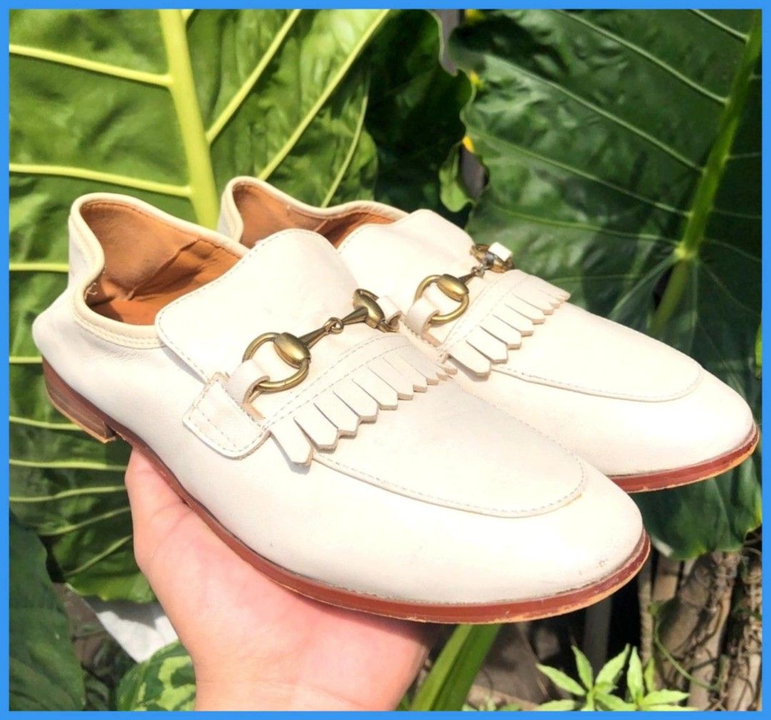 Original GUCCI In Gold Horsebit Loafer Shoes For Women