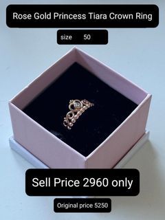 Pandora Rose Gold Princess Tiara Crown Ring size 50
