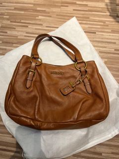 Prada Shoulder Brown Bag Genuine Leather