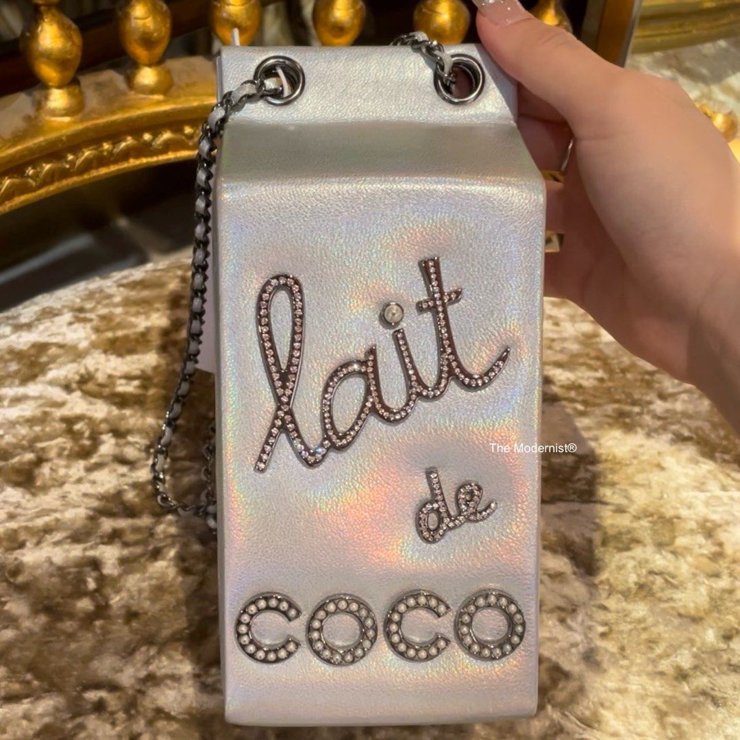 Silver chanel milk carton bag deals