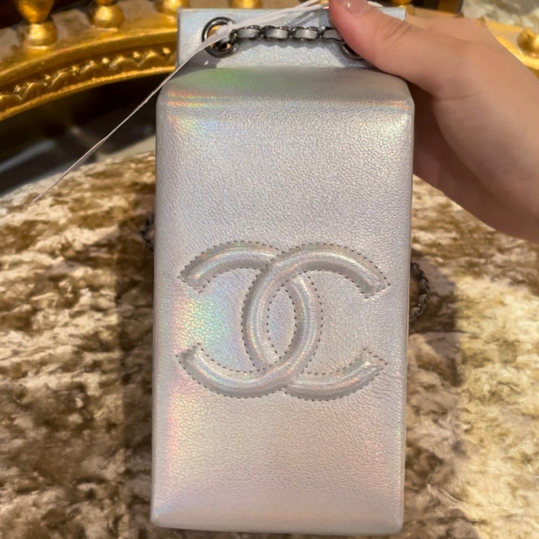 Pre owned Chanel 2014 Iridescent Goatskin Lait De Coco Milk Carton Shoulder Bag Luxury Bags Wallets on Carousell