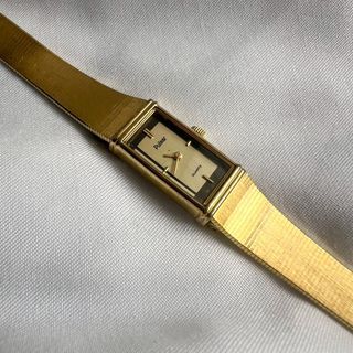 Pulsar by Seiko Black & Gold Rectangular Dial Gold Watch