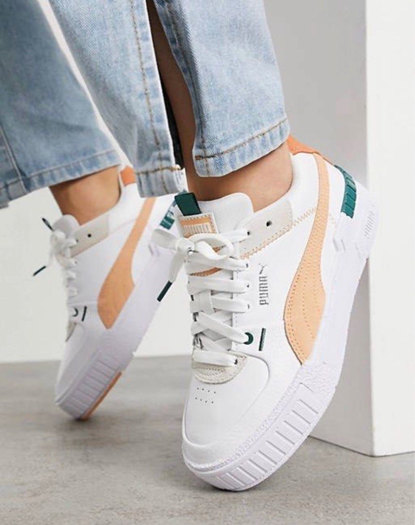 Puma Cali Sport Chunky Trainers in White and Coral Women s Fashion Footwear Sneakers on Carousell