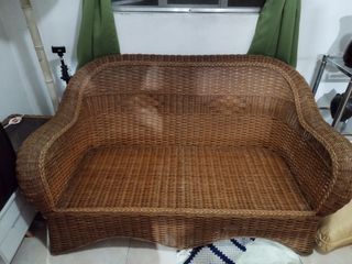 Rattan Sofa Set + Divider/Shelf (preloved)