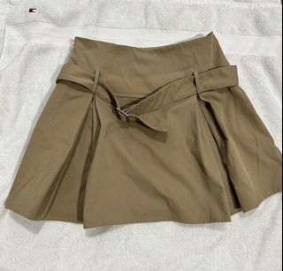 shein beige pleated highwaisted tennis skirt with belt y2k
