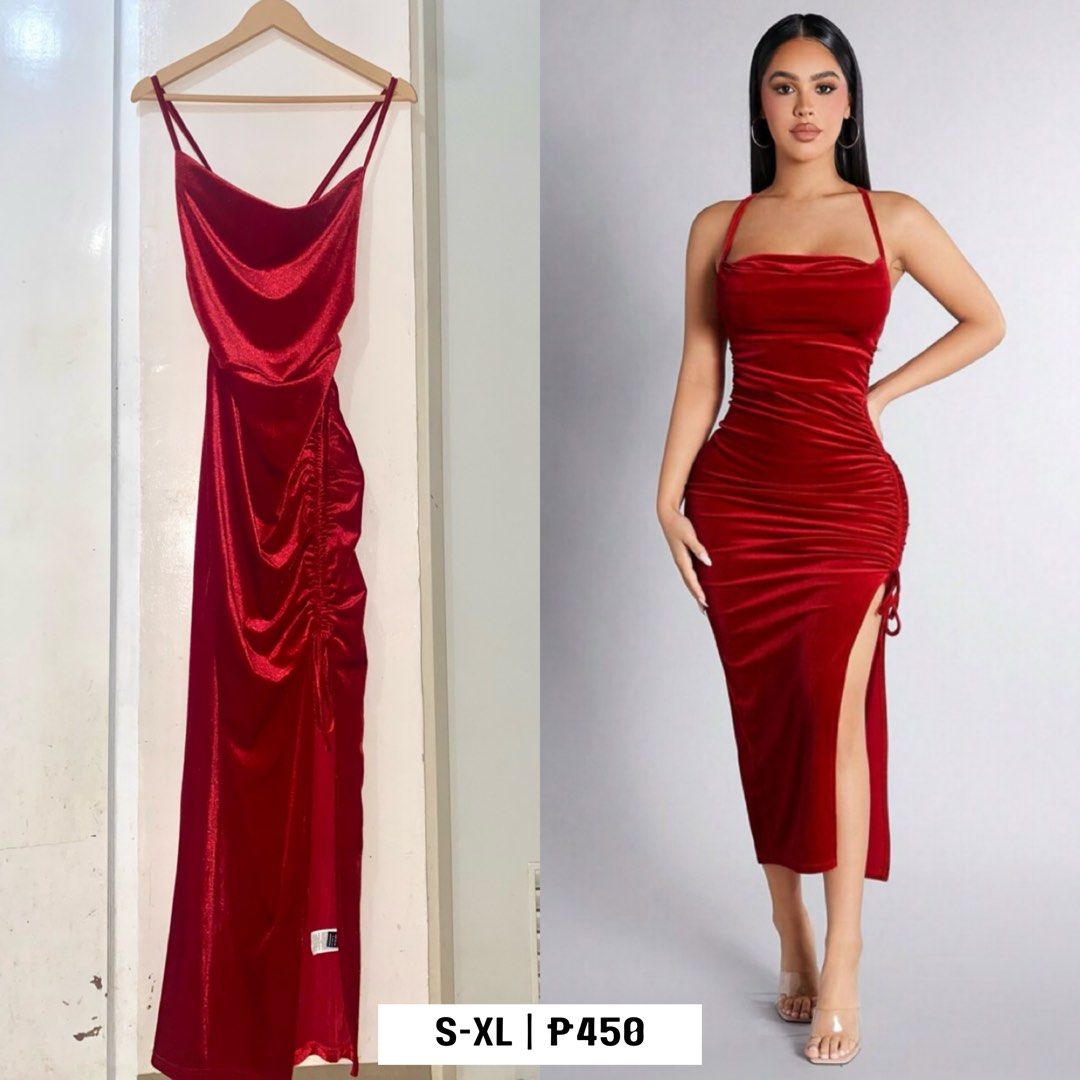 Shein red long dress new arrivals