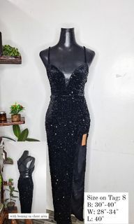 SHEIN SXY Split Thigh Lace Up Backless Sequins Cami Gown