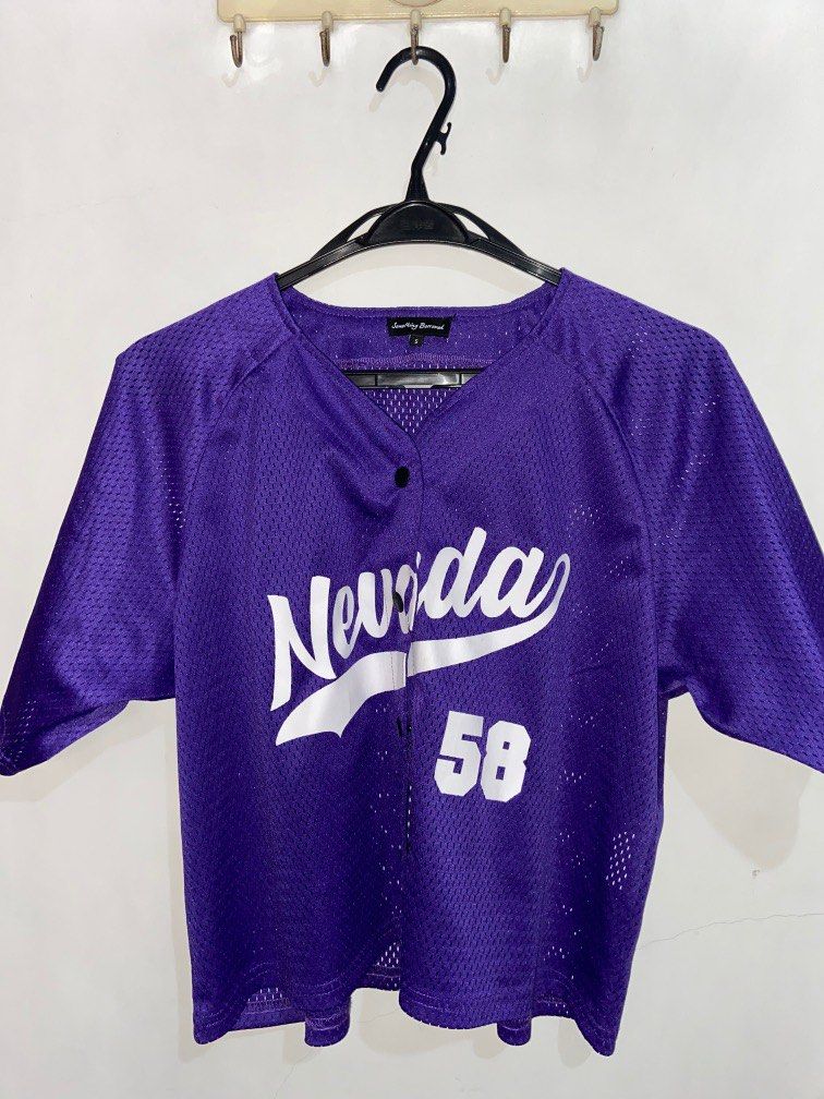 Purple jersey baseball top (Category: Shirts) located in Valenzuela. Submitted by decluttermaniac (Listing ID 1310438743, Image 2). Description: - Bought from zalora (Something Borrowed) - Size S - Super cute fit, gives a boxy feel.