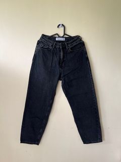 STRADIVARIUS Charcoal Black Slim Fit Mom Jeans