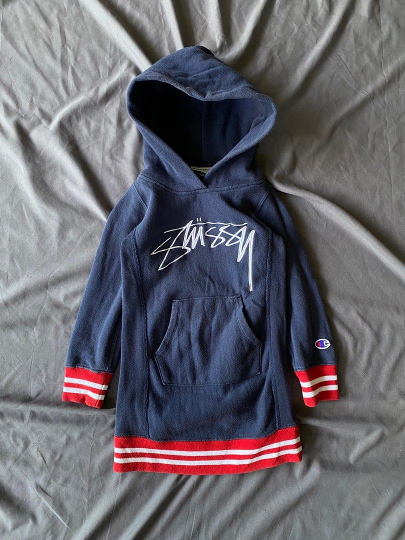 Stussy x Champion Hoodie For kids Fesyen Pria Pakaian Atasan di Carousell