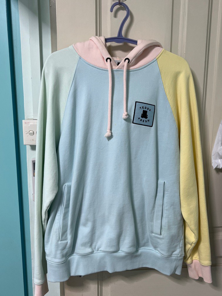 Teddy fresh grey color block hoodie on sale