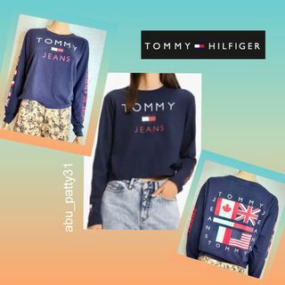 Tommy Hilfiger Blue Semi-cropped Top Sweatshirt L/XL