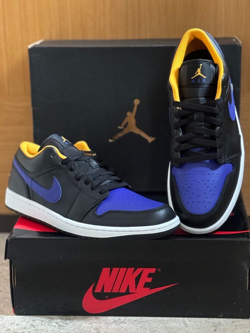 US11 Air Jordan 1 Low Lakers colour Men s Fashion Footwear Sneakers on Carousell